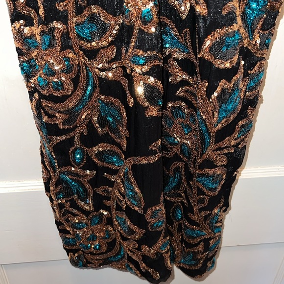 Dress the Population sequined sleeveless fitted dress small black gold - Picture 5 of 11